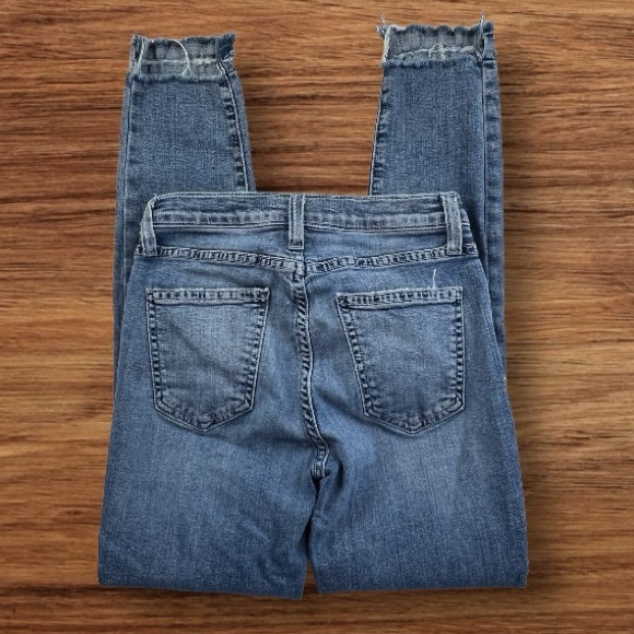 Current/Elliott Skinny Mid-Rise Raw Hem Distressed Jeans Sz: 25 - Picture 4 of 16